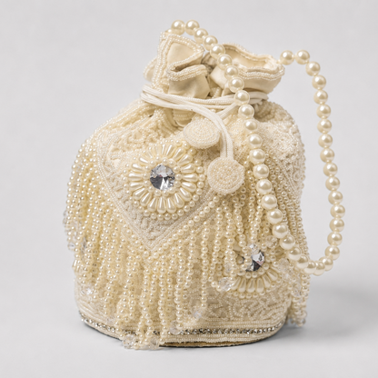Ivory Pearl Embellished Potli Bag