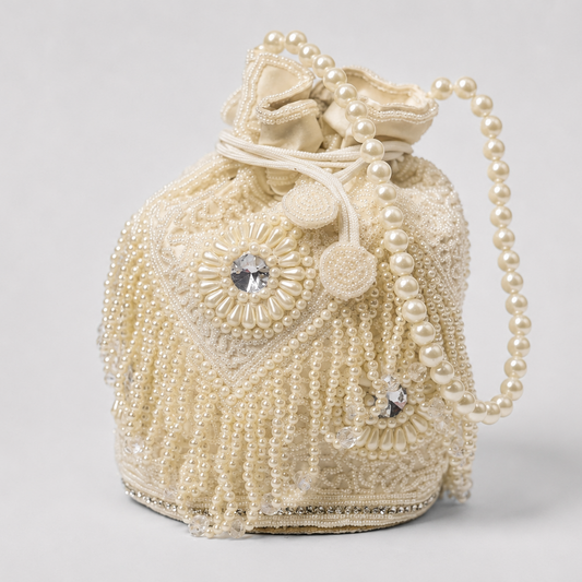 Ivory Pearl Embellished Potli Bag