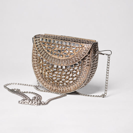 Mini Royal Kundan Crescent Sling Clutch