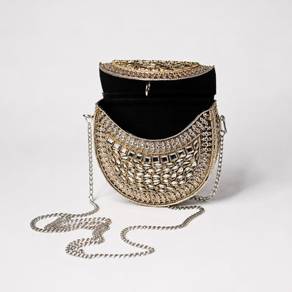 Mini Royal Kundan Crescent Sling Clutch