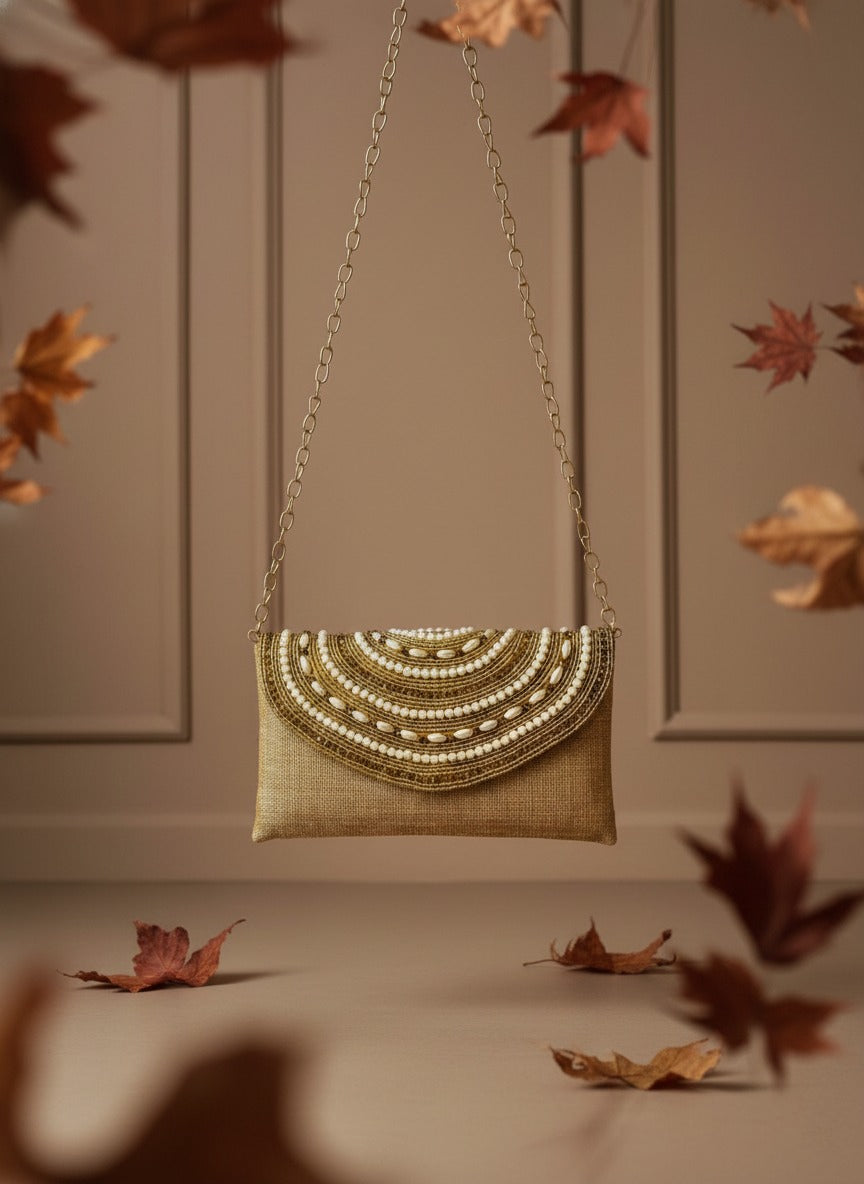 Classic Gold Pearl Clutch