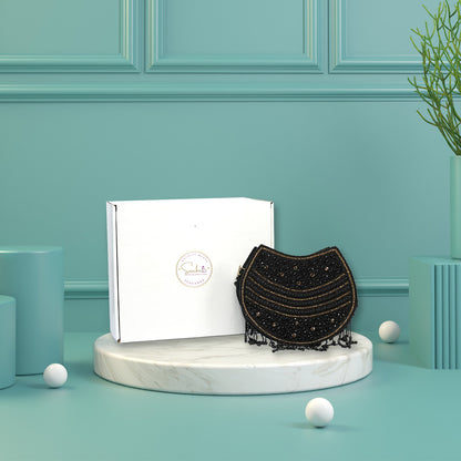 Midnight Elegance Beaded Purse-black purse-price