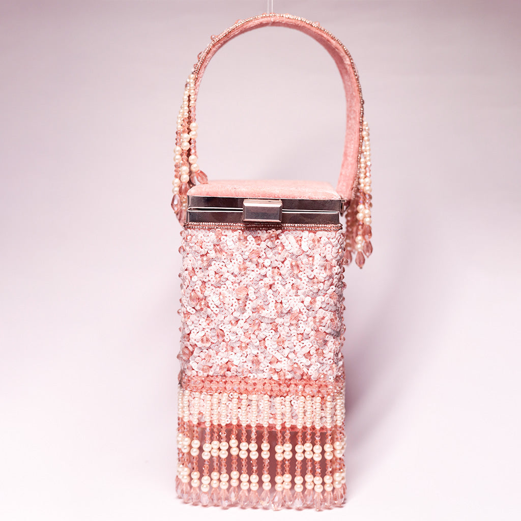 Rosé Crystal Cascade Box Bag