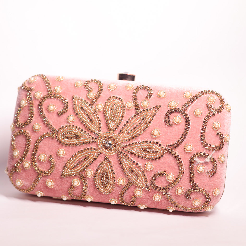 Blush Pink Floral Clutch