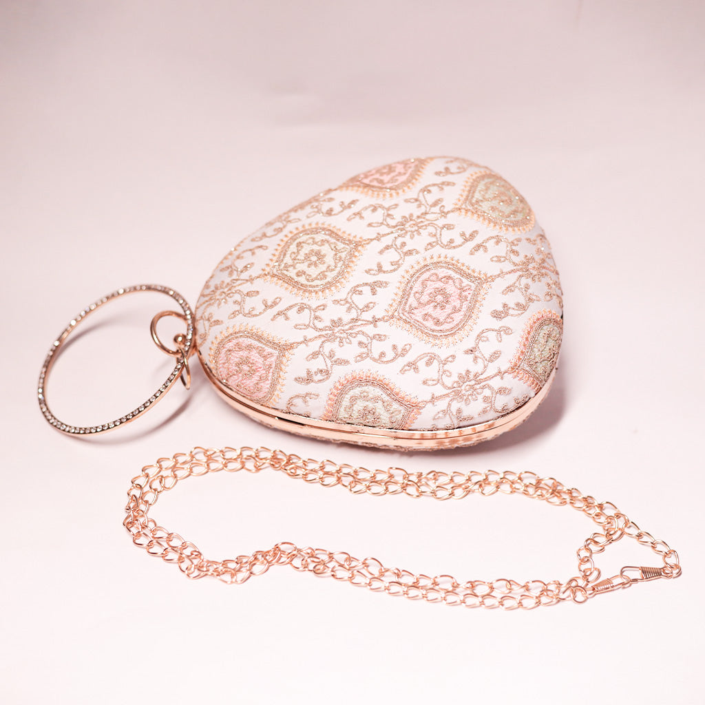 Embroidered Teardrop Clutch