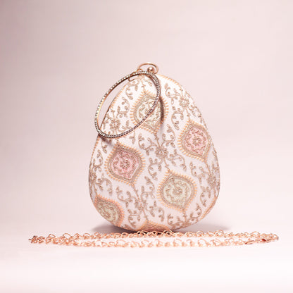 Embroidered Teardrop Clutch