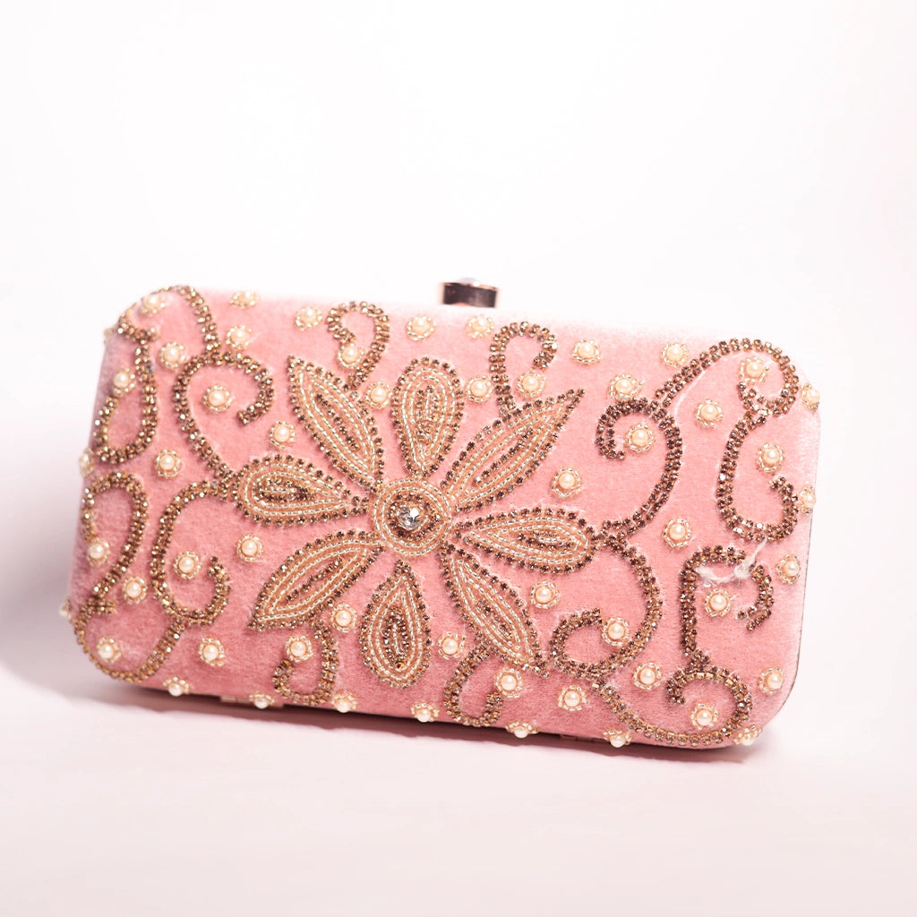 Blush Pink Floral Clutch