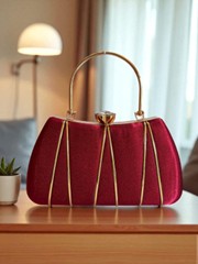 Burgundy Velvet Crown Handbag