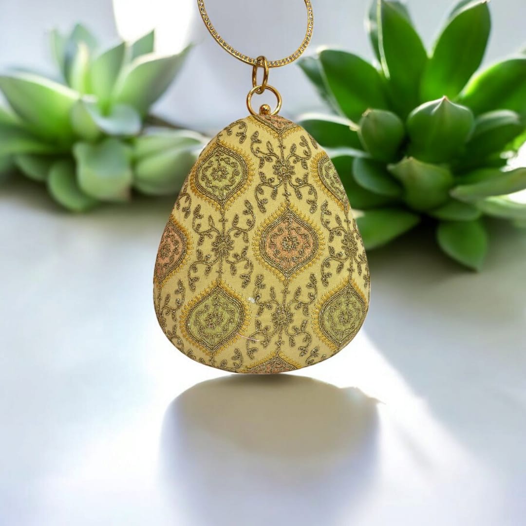 Embroidered Teardrop Clutch