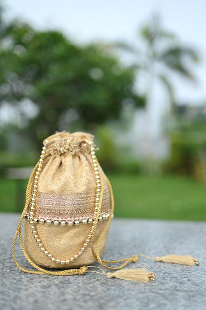 Champagne Gold Brocade Potli