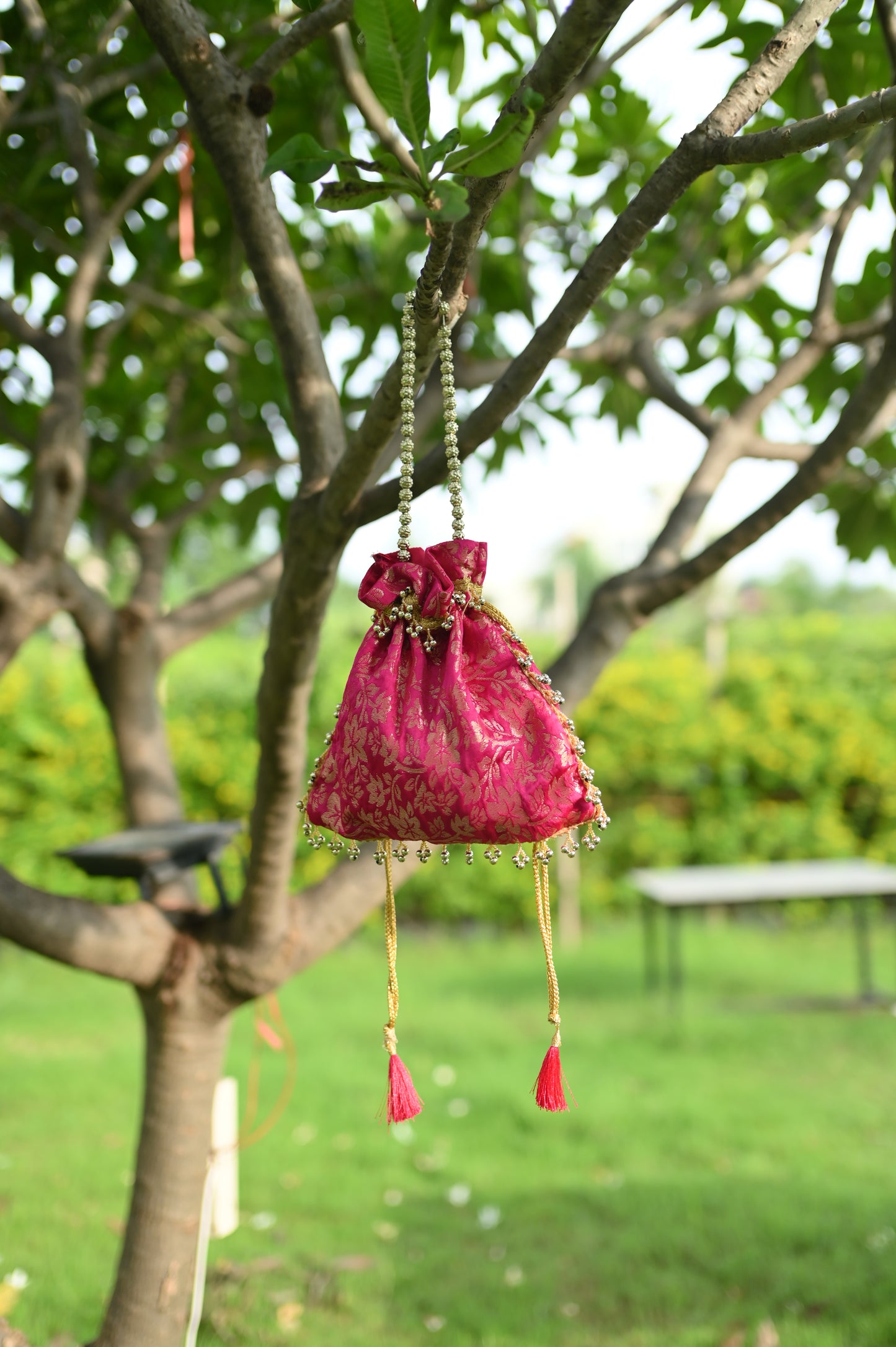 Pink & Gold Banarasi Potli
