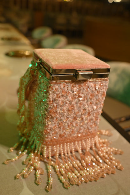 Rosé Crystal Cascade Box Bag