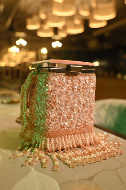 Rosé Crystal Cascade Box Bag