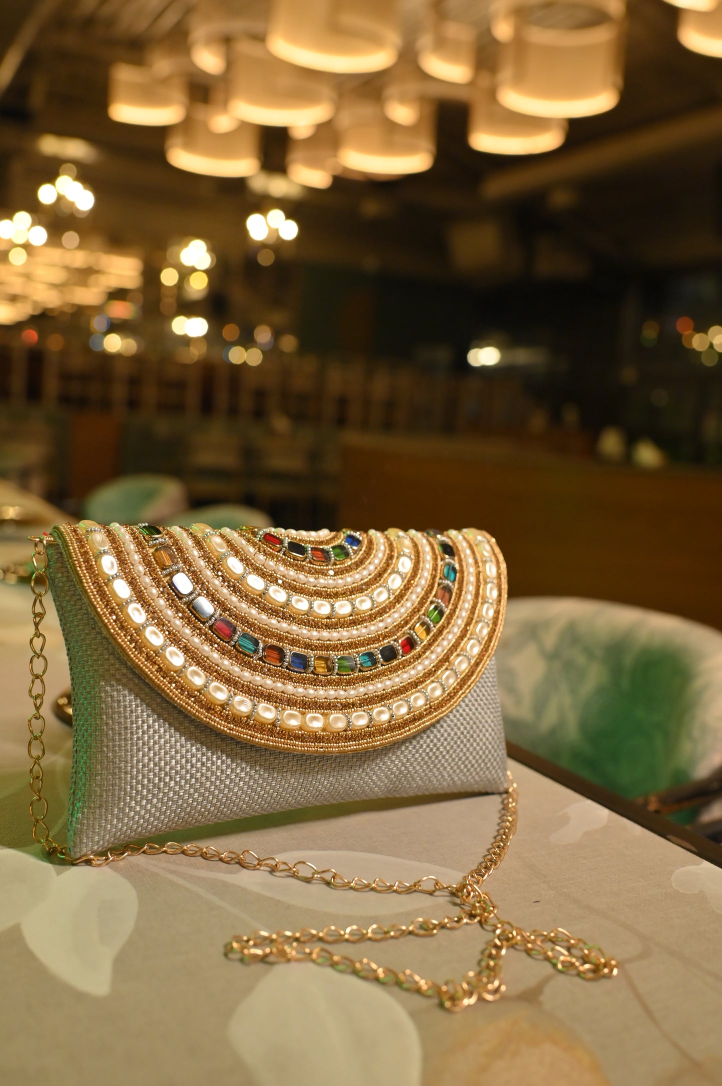 Golden Kundan Ethnic Clutch