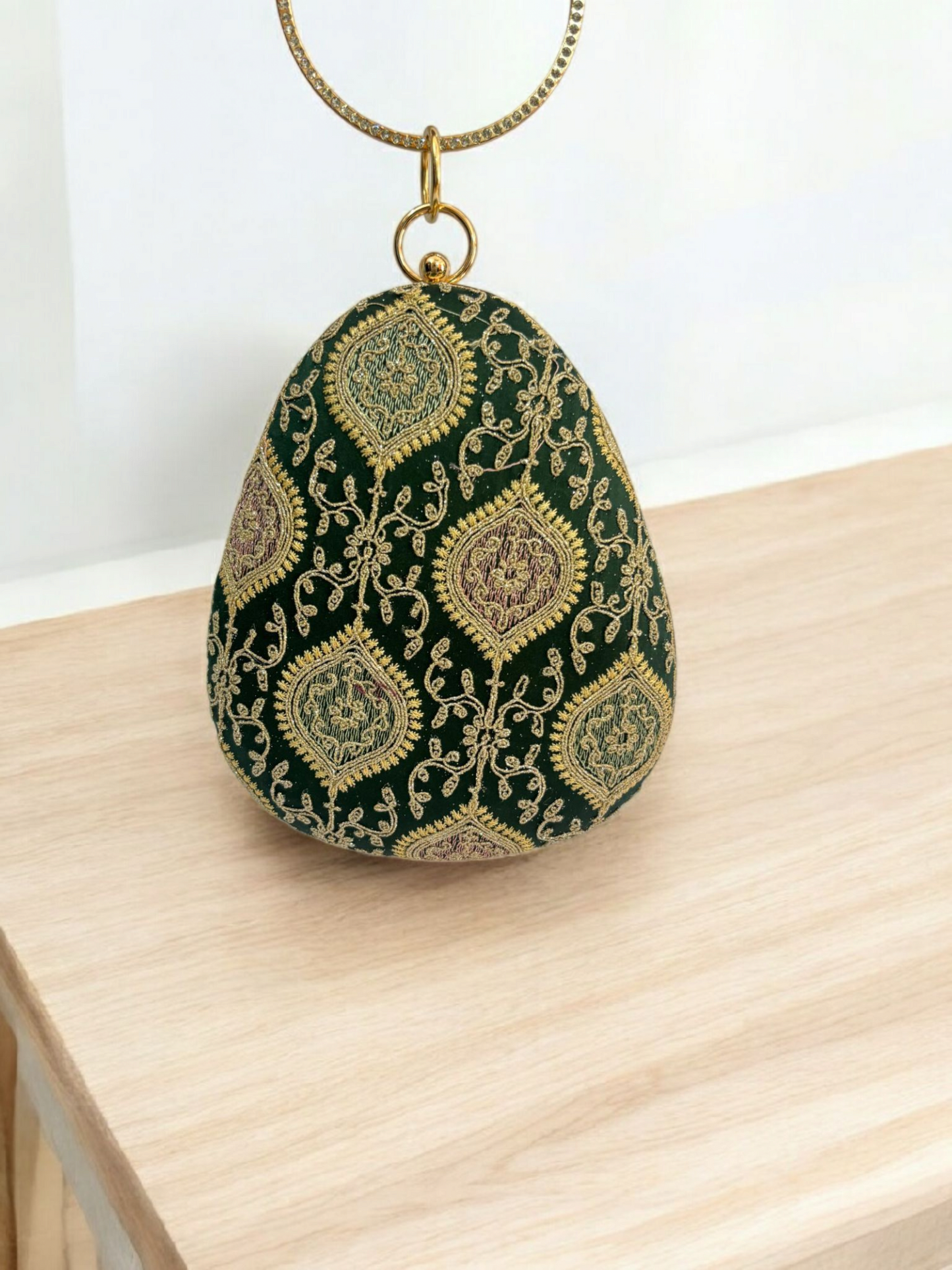 Embroidered Teardrop Clutch