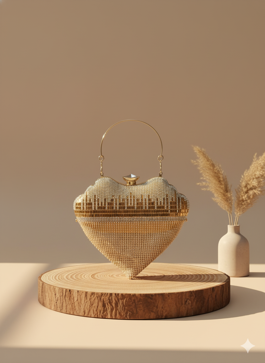 Metallic Chain Fringe Evening Clutch-v shape clutch