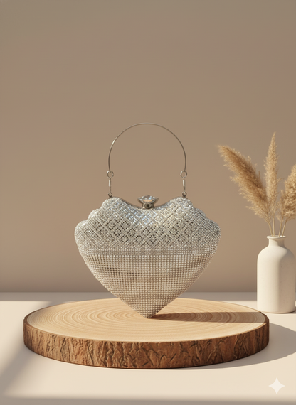 Metallic Chain Fringe Evening Clutch-v shape clutch