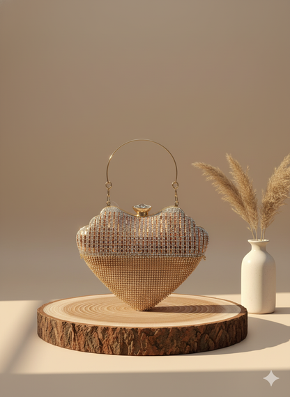 Metallic Chain Fringe Evening Clutch-v shape clutch