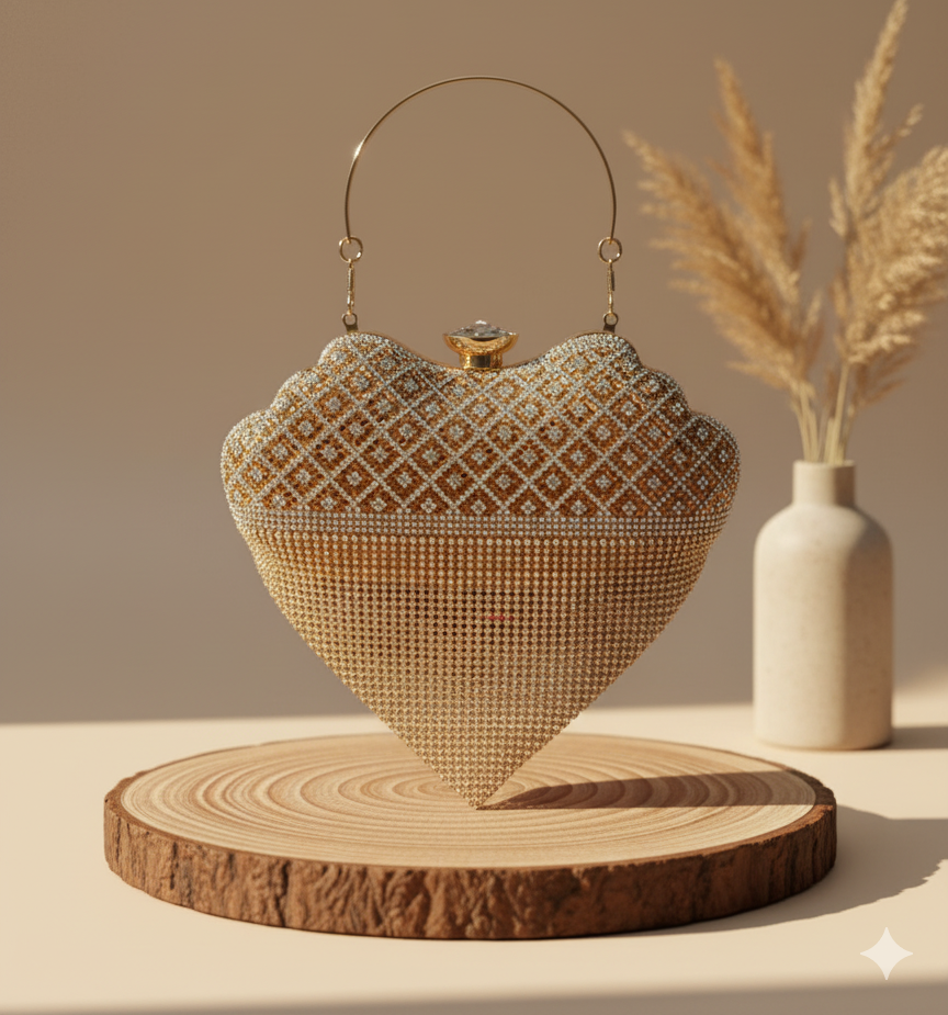 Metallic Chain Fringe Evening Clutch-v shape clutch