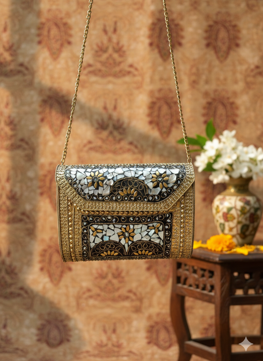 Snacher Noor-e-Kundan Mosaic Clutch