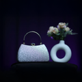Glitter Silver Clutch with Metal Handle