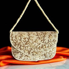Ivory Blossom Embroidered Clutch