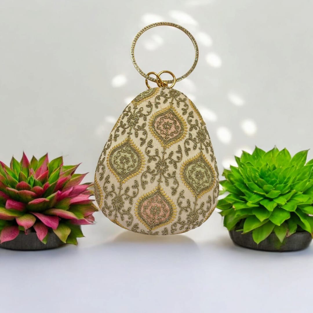 Embroidered Teardrop Clutch