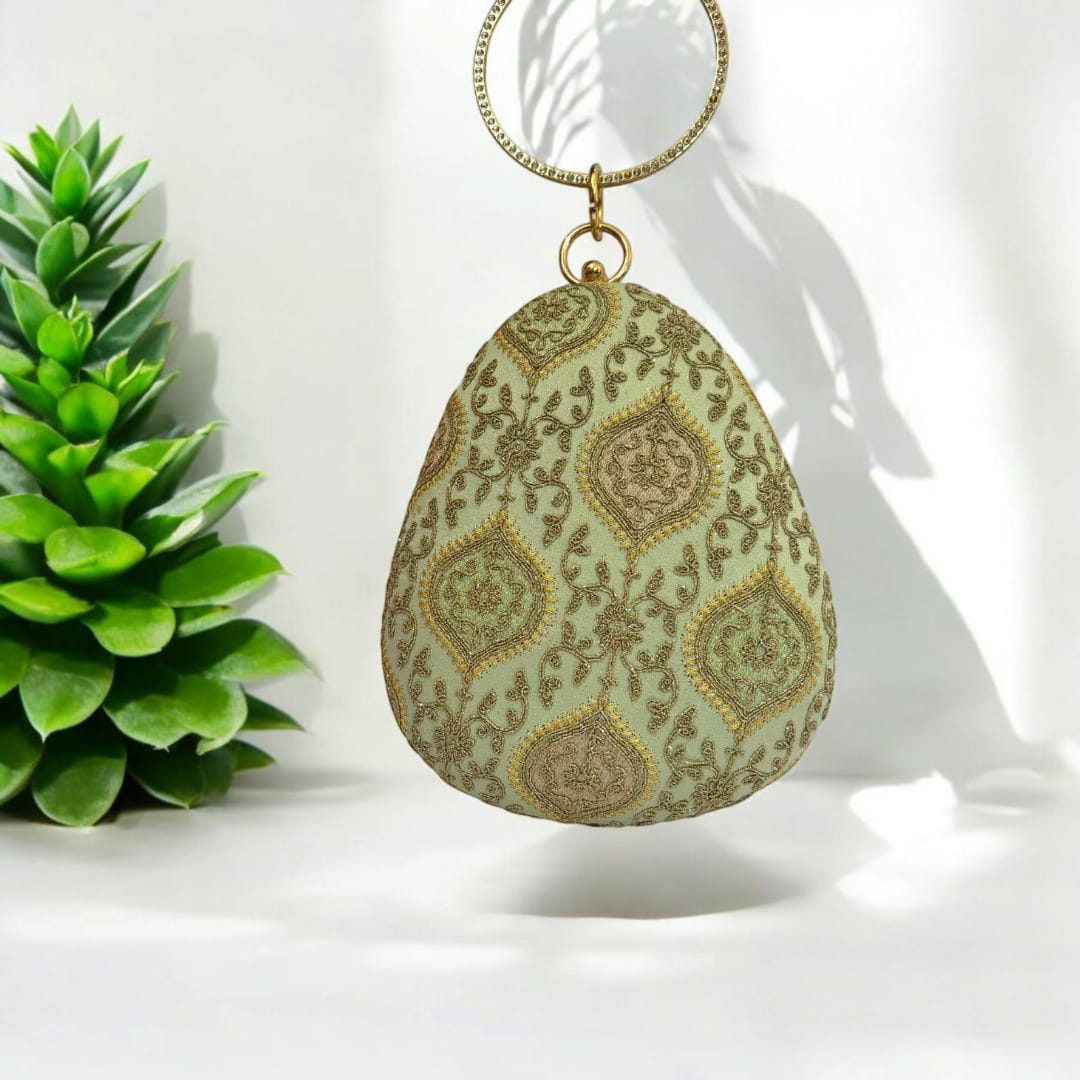 Embroidered Teardrop Clutch