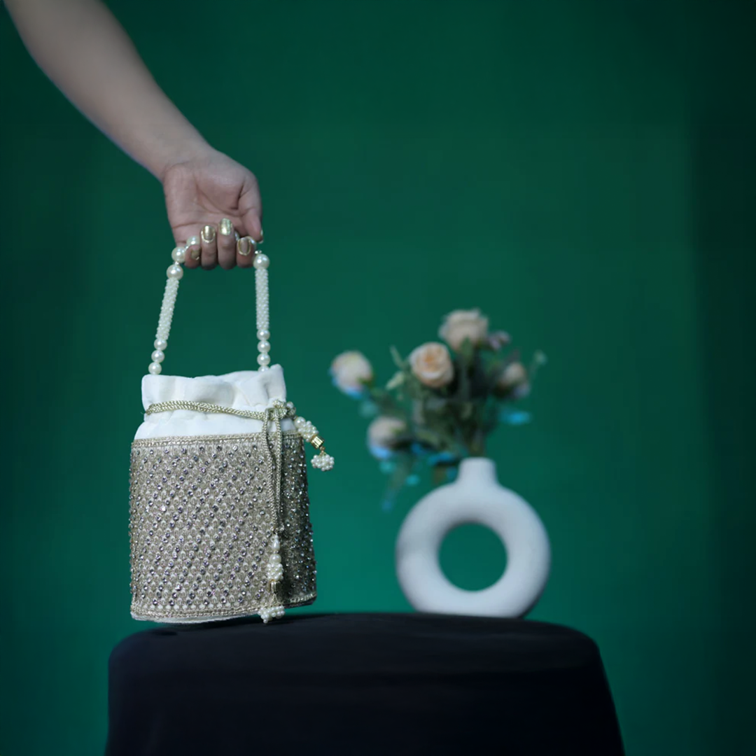 Pearl-Embellished Bridal Potli Bag