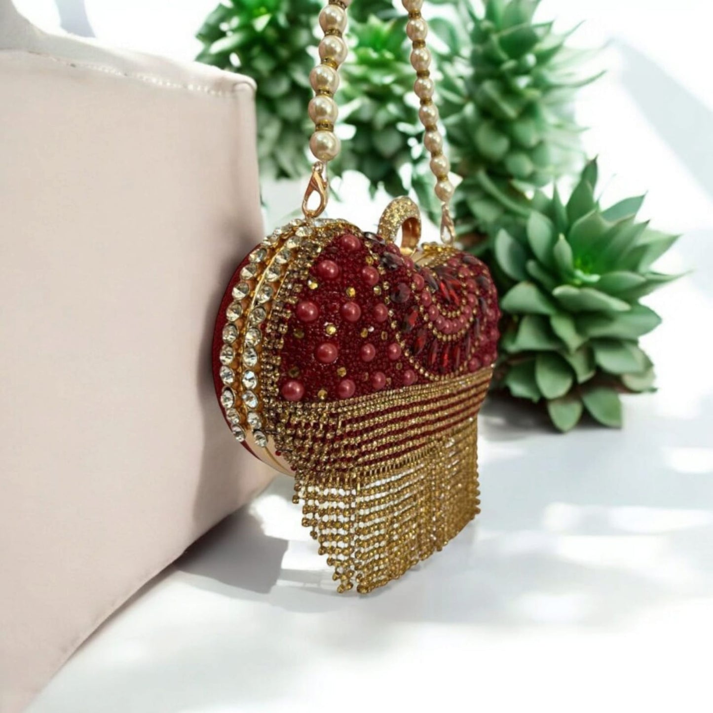 Pearl Fringe Clutch