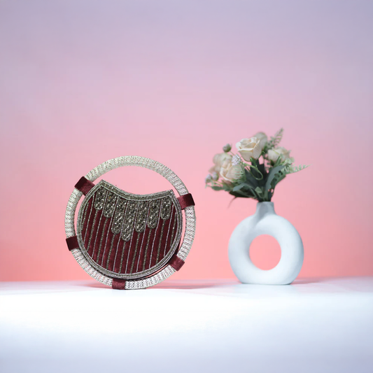 Regal Ruby Round Handbag-mehroon purse