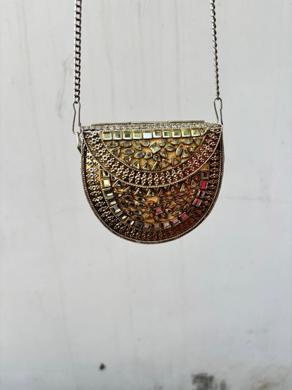 Royal Kundan Crescent Sling Clutch