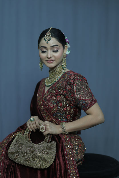 Golden Blossom Beaded Clutch".