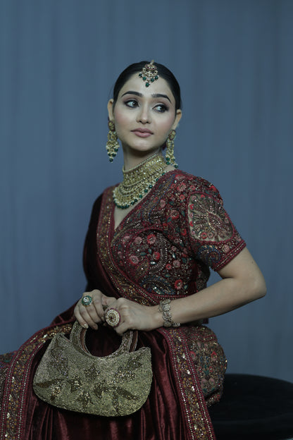 Golden Blossom Beaded Clutch".