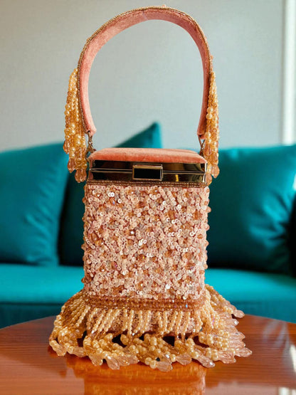 Rosé Crystal Cascade Box Bag