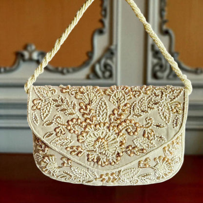 Ivory Blossom Embroidered Clutch