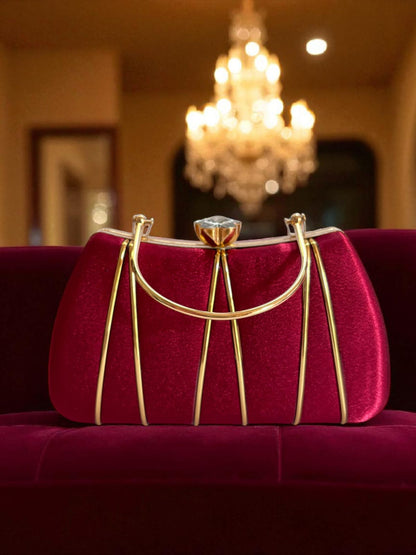 Burgundy Velvet Crown Handbag