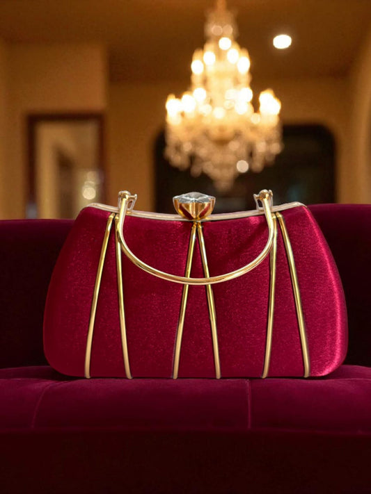 Burgundy Velvet Crown Handbag