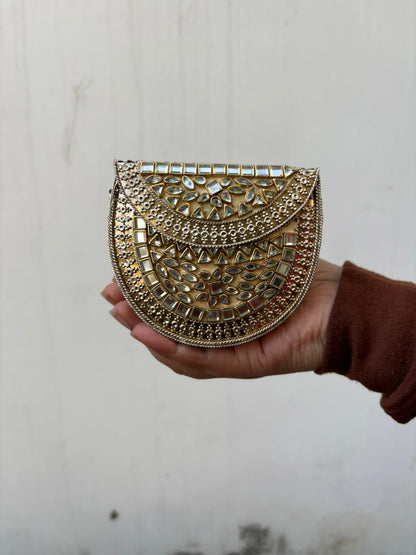 Royal Kundan Crescent Sling Clutch