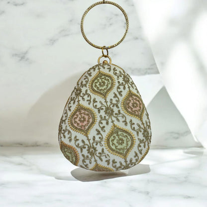 Embroidered Teardrop Clutch