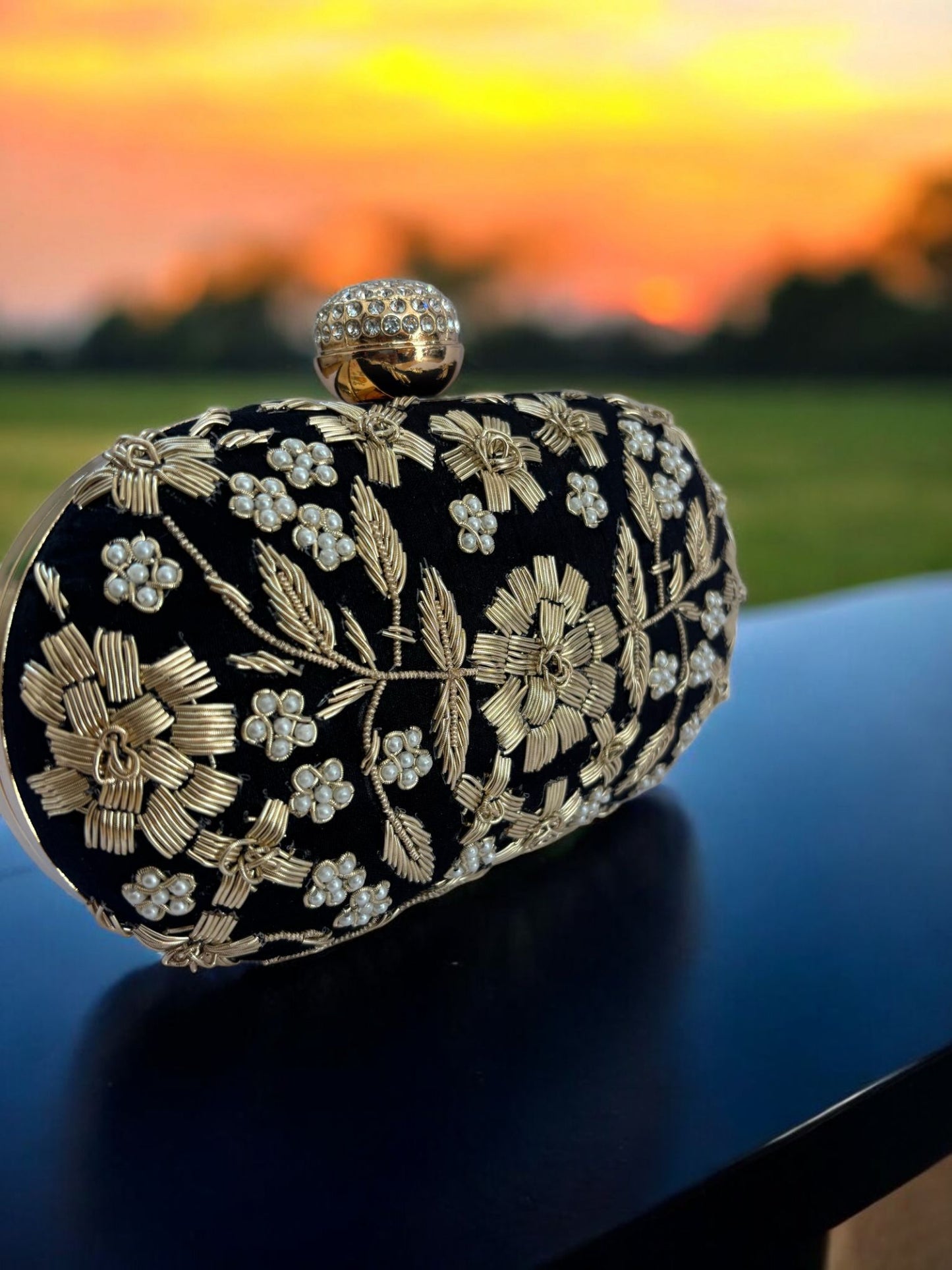 Floral Embroidered Clutch