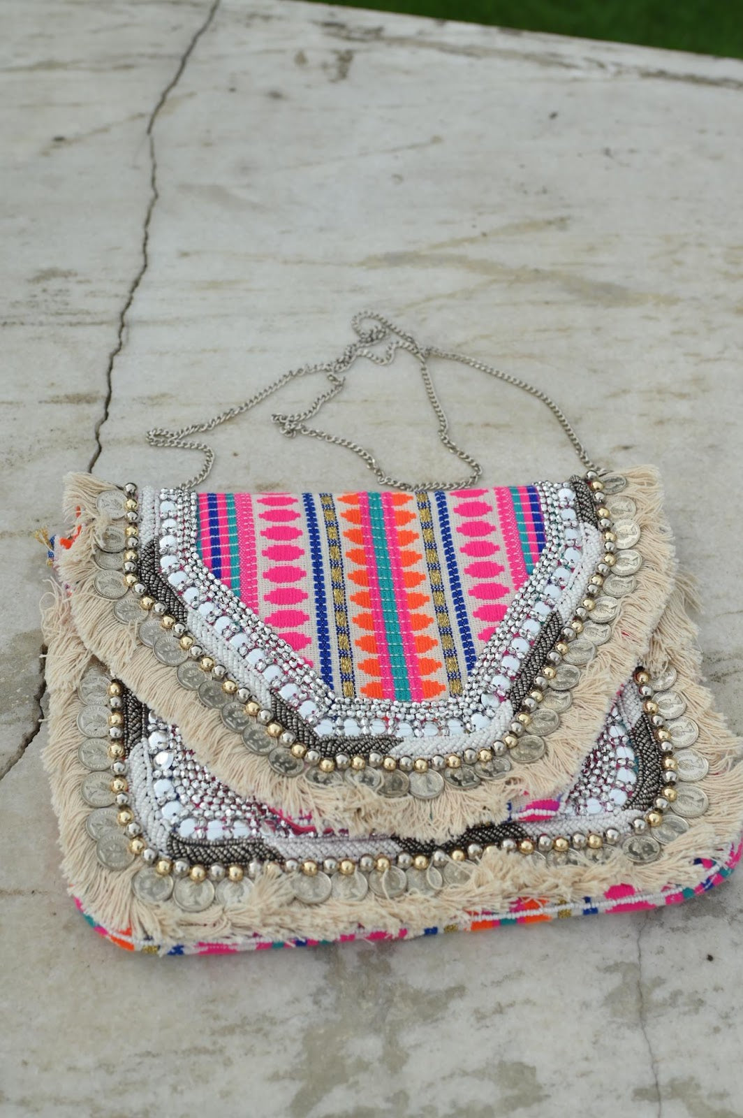 Boho Embellished Jute Sling Bag
