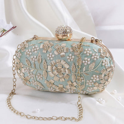 Floral Embroidered Clutch