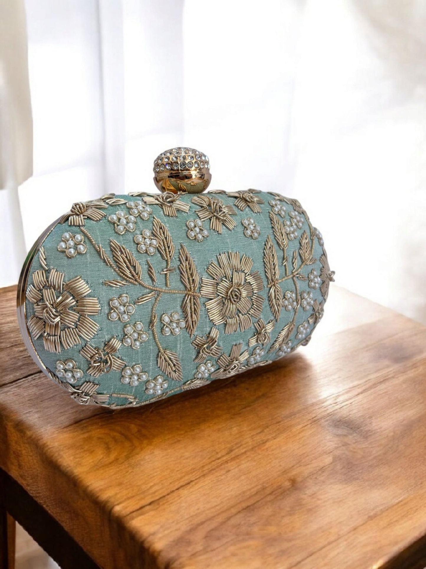 Floral Embroidered Clutch
