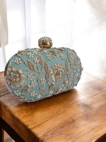 Floral Embroidered Clutch