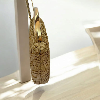 Woven Metal Handle Clutch